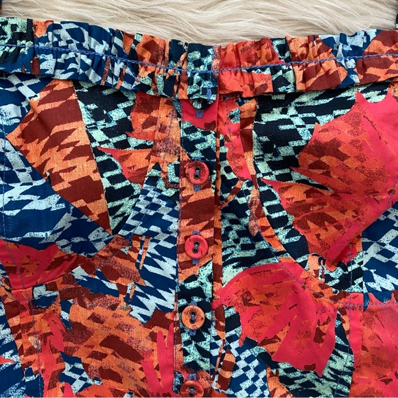 Ulla Johnson Blue Red Abstract Print Button Front Alexandra Tank Top Flamingo - Picture 4 of 10